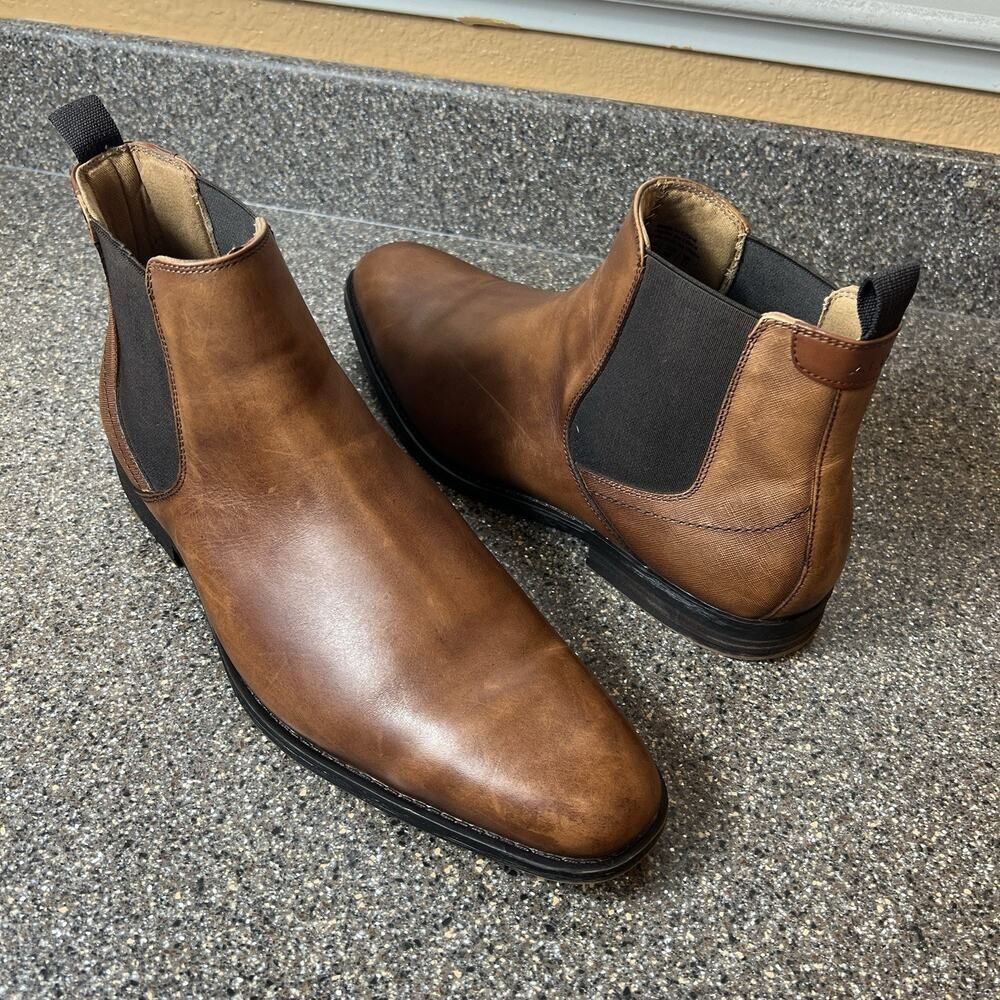 Aldo Mens Size 13 Brown Leather Ankle Boots Pull On Comfort Casual Chelsea Shoes